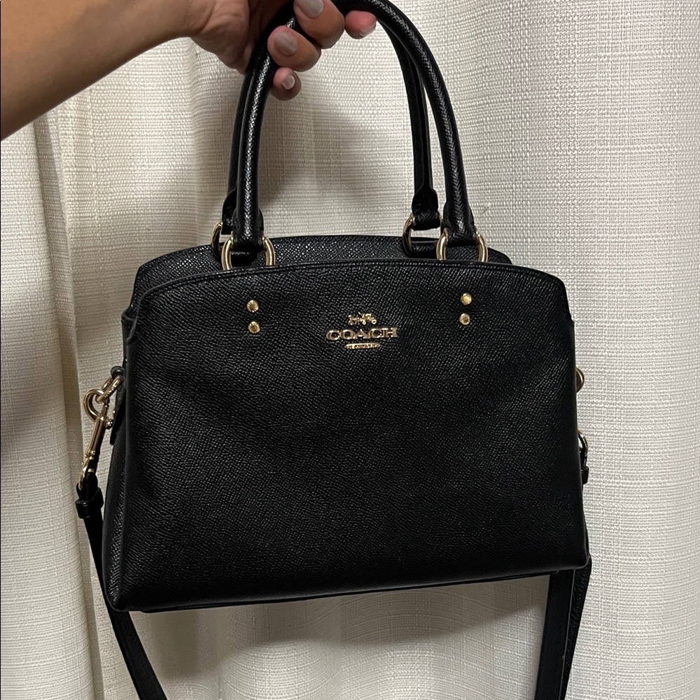 Coach Black Pebbled Leather Satchel with Gold Hardware